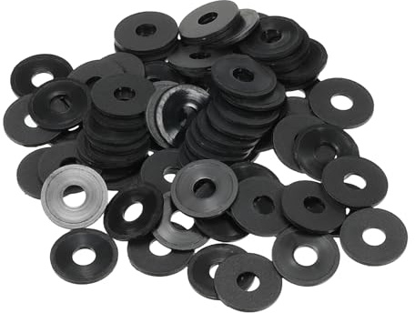 PATIKIL M5 Arandela Plana de Nylon, 100Pcs Arandela Plana de Plástico Redondo Juntas Toricas Sellado Espaciador para Tubería Manguera Sujetador Perno, 5x15x1mm (ID*OD*Gorsor), Negro