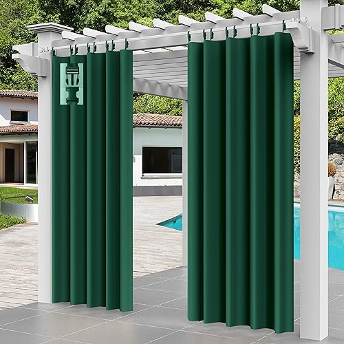 Comlax Outdoorvorhänge - Wasserdicht Outdoor Vorhang Balkon Terrasse Vorhängel UV Schutzmittel und Winddicht Vorhang, Balkon sichtschutz Vorhänge für Veranda/Pavillons 1 Stück, Grün 132x275cm