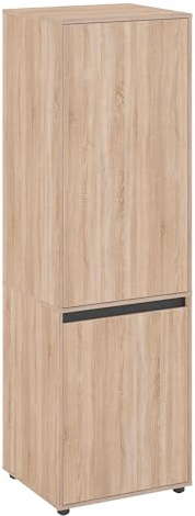 KOMTO Kleiderschrank Klein in Sonoma Eiche - Schrank Schlafzimmer Kinderzimmer Mehrzweckschrank mit 2-türig & 2 Fächer Garderobenschrank Flur | Drehtürenschrank Cube 60 x 192 x 53 cm
