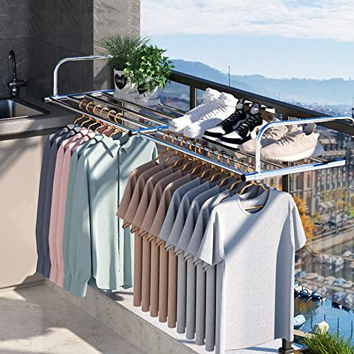 HJXGQJM Balkonwäschetrockner Edelstahl Balkontrockner Klappbar Hängetrockner Wäscheständer Wandtrockner Heizkörper Hängewäschetrockner Wäschehänger Balkon Trockner(Without Black Plate,60-106cm)