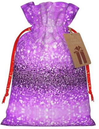 DURAGS Glitzernde Geschenktüte mit Kordelzug, schicker Stoff, Geschenktasche für Weihnachten, ideal für jeden Anlass
