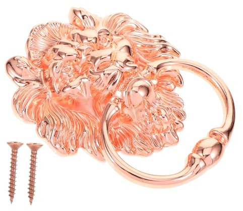 BESTonZON Antiker Löwenkopf Türklopfer Versatile Türgriff Für Gartentüren Einfache Installation Beeindruckendes Design Roségold Für Haustüren Und Dekorative Zwecke