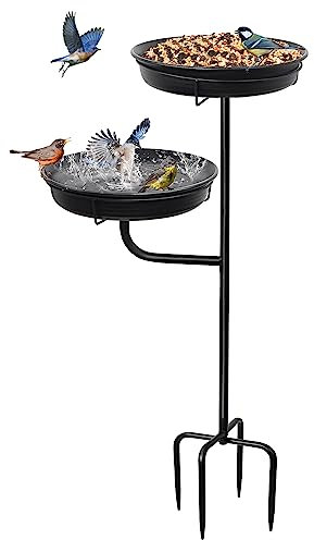 Giyiprpi Vogeltränke Vogelbad Futter Schale Wasserstelle Stehend, Vogelbad Garten für Wildvögel Wassertränke für Vögel, Frei stehender Garten Vogel Feeder Bird Bad Schüssel (A)