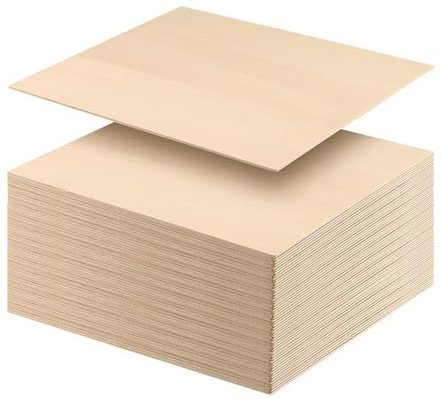 JIAYUET Lot de 80 feuilles carrées de tilleul de 10 x 10 cm, 2 mm d'épaisseur, planches de contreplaqué de bois brut de 10 cm pour loisirs créatifs, peinture