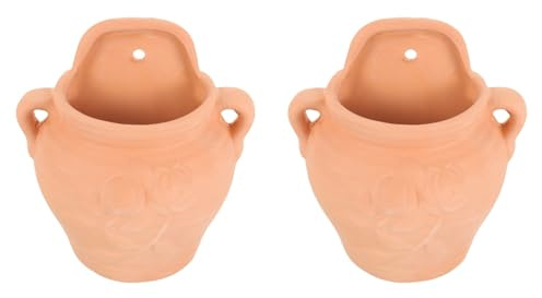 POPETPOP Pot De Fleur Suspendu en Terre Cuite 17X17X22Cm Jardinière Murale pour Plantes Succulentes Balcon Et Intérieur Support Mural Durable pour Décoration De Jardin