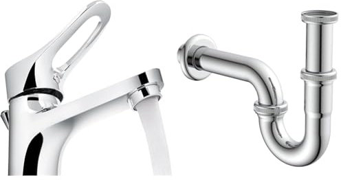 EISL NI075VECR VERONA Wasserhahn Bad, Mischbatterie für Waschbecken & KIRCHHOFF 98801110 Röhrensiphon Siphon, Abfluss