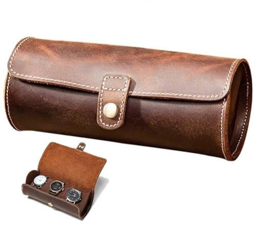 Lpitoy Uhrenrollen-reiseetui Aus Leder, Uhren-reiseetui Für 3 Uhren, Reise-uhrenetuis Für Herren, Uhrenrollen-etui, Kratzfestes Leder-uhrenetui