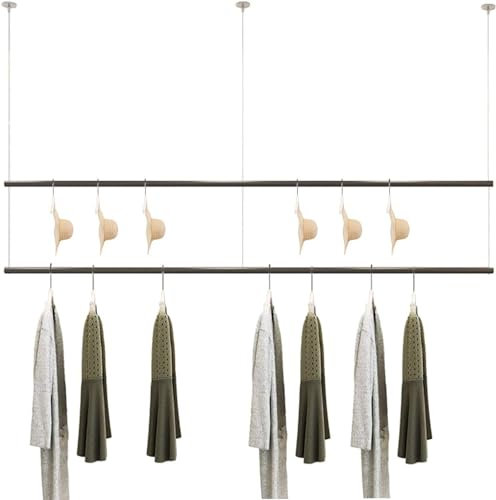 KAZUP Displays und Regale für Bekleidungsgeschäfte, doppellagiger, an der Decke hängender Kleiderständer, Einzelhandelsvitrine für Kleidung, kommerzieller Präsentationsständer, Kleiderständer
