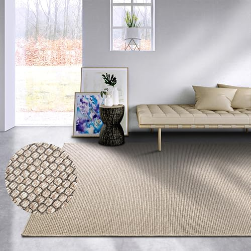 Villeroy & Boch Wollteppich Charles - Natur Wohnzimmerteppich - Schurwolle & Natürlich - Boho Skandi Teppich Wolle für Wohnzimmer, Schlafzimmer, Esszimmer, Flur –Natur Beige, 200x290cm
