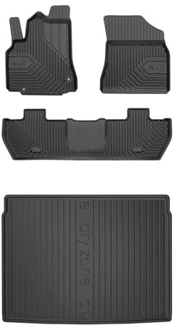 MOTOS Satz Gummifußmatten und Kofferraummatten passend für Citroen Berlingo II 2008-2018 Multispace, Einzeltür hinten Verbessern Sie Ihren Reisekomfort mit Antirutschmatte Auto 3D- Allwetter fußmatten