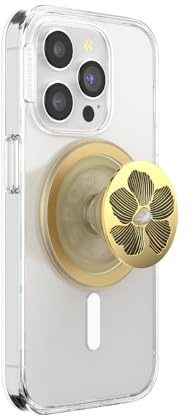 PopSockets Handy-Grip für MagSafe, Magnetischer Halter, Handyständer, Gold - Mae Flower w/Pearl