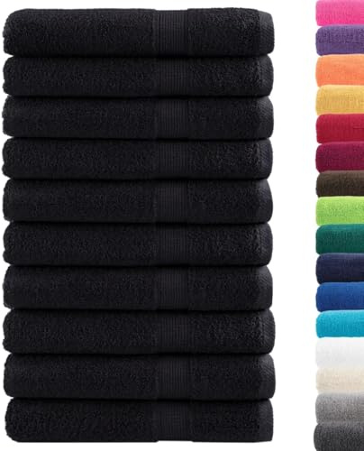 vidaXL Premium-Saunatücher SOLUND 10 STK. Schwarz 80x200 cm 600 g/m²