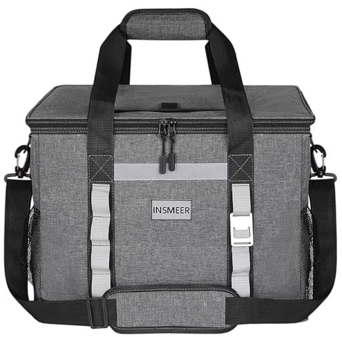 INSMEER 48L Gross Kühltasche, 65 Cans Kühltasche Groß Faltbar mit Oberöffnung, XXL wasserdichte Einkaufstasche Isoliertasche, ideal für Ausflüge, Picknick, Camping, Wandern, Strand