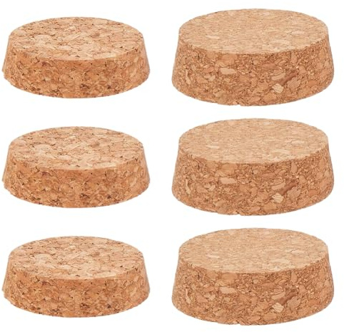 GORGECRAFT 6 st 2 storlekar vinflaskproppar stora koniska korkar träersättningsproppar för glasflaskor naturliga mjuka korkar för burkar och flaskor 57–60 mm