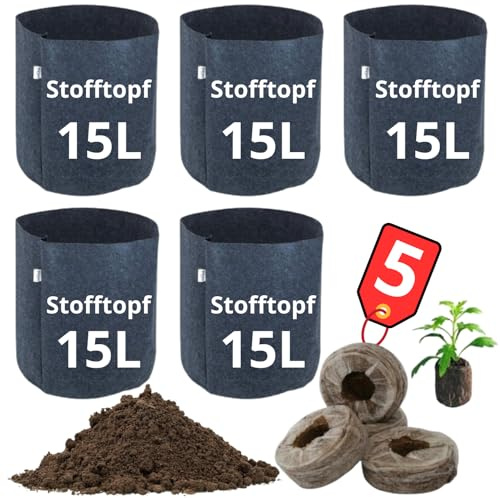 Generisch Stofftopf 15l | Pflanztöpfe | Pflanzsäcke 15l | Pflanztöpfe | Cannabis Topf | Pflanztaschen 15l | Grow Töpfe | Pflanztopf | Blumentopf 15l | Grow Bag
