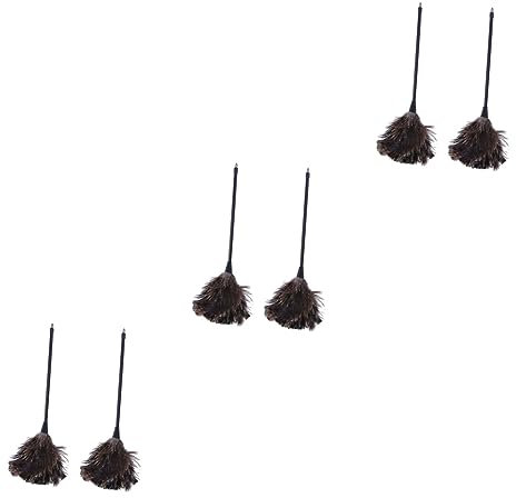 Anneome 6piezas Plumero De Avestruz De Madera Con Mango Para Limpieza De y Automóvil