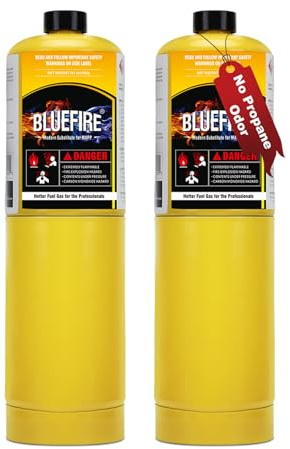 BLUEFIRE MAP MAPP Gas Torch Style Cylinder 14.1 oz 99.9% High Purity Propylene Equal To MAP-PRO Hotter than Propane Cooking MAP Gas to Broil Sous for Welding Brazing on Propane Torch (2)