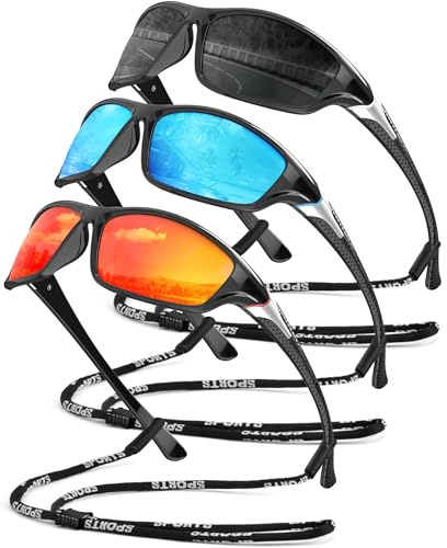 QALLY Polarized Sunglasses Men Sports Sunglasses for Men UV401 Sunglasses for Driving Golf Cycling Fishing Running