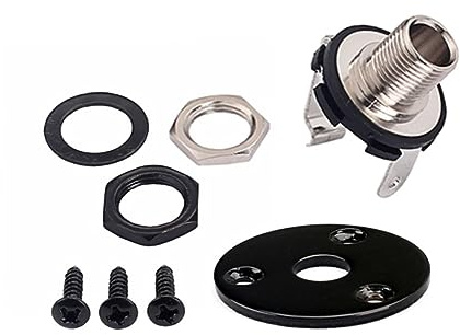 Schwarze Runde 6, 35mm Gitarren Klinkenbuchse Gt35 | E-gitarre und Andere Instrumente, Eisen Kupfer mit Beschichtung, 3 Montageschrauben