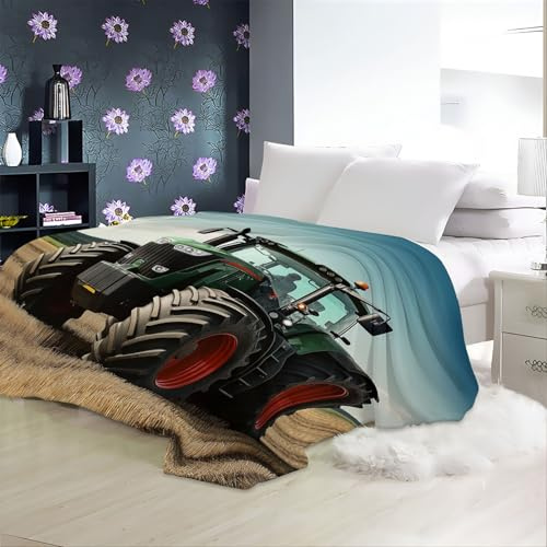 Decke 150 x 200 cm Kuscheldecken Sanft Flanell Weich Fleecedecke Schwarzer Fendt-Traktor Bedruckte Decke für das Schlafzimmer Unschlagbar Weich Und Gemütlich Grau