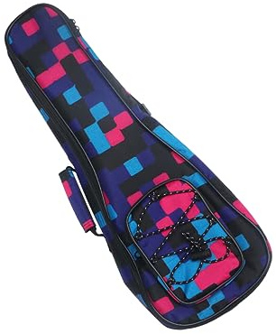 Gepolsterte 21 Baumwolle Ukulelen Tragetasche Zoll aus Damen und Herren | Florales Karomuster, Doppelter Schultergurt und Frontnetzfach, Rotes Design mit 10mm Polsterung