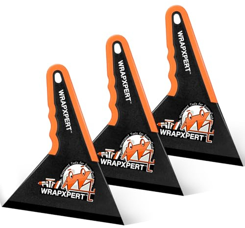 WRAPXPERT Window Tint Squeegee, 3 Pack Car Tint Tools Tri-Edge Corner Squeegee, Short Handle Tinting Squeegee for Windscreen, Rear/Side Window Film Application, Ultra-Thin Blade Contour Card