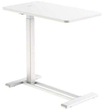 Spacetronik Höhenverstellbarer Beistelltisch mit Rollen | Mobiler Stehpult Höhenverstellbar 66–106 cm, Laptoptisch für Couch, Bett & Homeoffice, Tischplatte 70x40 cm, Weiß