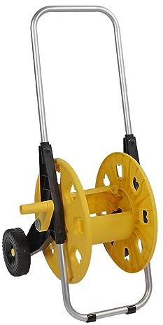 GRCFUMO Carrello avvolgitubo da Giardino, Carrello avvolgitubo Portatile con Ruote, Carrello per piantagione d'acqua in Alluminio con capacità di 60m di Lunghezza per Prato da