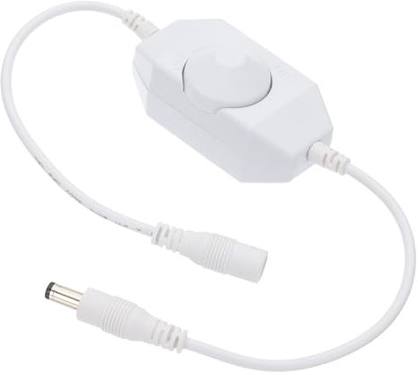 PATIKIL Interruttore Dimmer Per Striscia LED, DC 9-24V PWM Rotativo DC Cavo Inline Regolatore Di Luminosità Per Luci A Nastro LED 5050 3528 2835 5630, Bianco