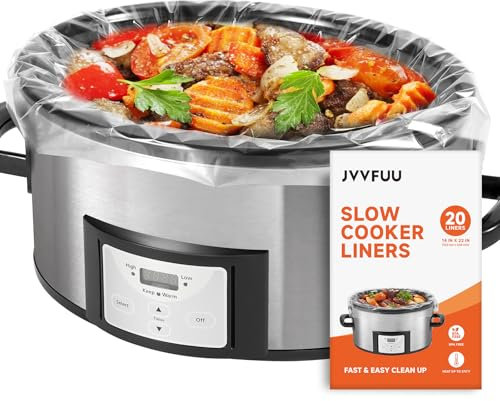 JVVFUU Slow Cooker Liners 6-10 Quart, Cooking Bags Extra Large Size 14x 22, Slow Cooker Bags Disposable Oval Large For Crock Pot, 20 Liners