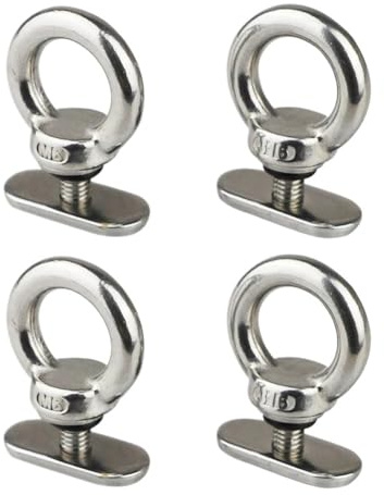 tornillos de ojo, 4 piezas M6 Tuerca de ojo de elevación Ojales de amarre for montaje en riel, Accesorios de riel Perno M6 for accesorio Bunge Sujeción de cordón elástico Pernos de ojo de acero inoxid