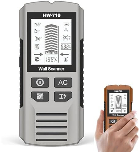 Multifunktionaler Handheld Metall und Wand Detektor,Leitungssucher Wand Scanner Detektor,Tragbare Stud Finder Metalldetektor mit LCD-Anzeige,Wanddetektor für Holz Eisenmetalle Kabel Metall (Silber)
