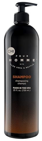 CHI Pour Homme Moisturizing Daily Shampoo for Men, Sulfate-Free Hair Cleanser with Aloe Vera & Nettle, Hydrates & Fortifies for Thicker, Healthier Hair, Fresh Woody Scent, 25 oz