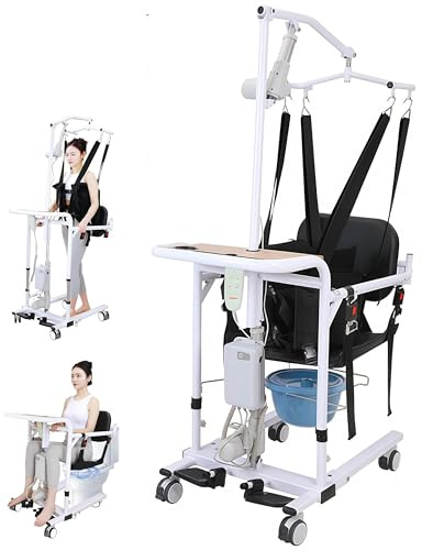 Gvqng Silla De Traslado EléCtrica para Pacientes, Silla De Ruedas Plegable para Traslados En Casa O En Coche, Silla De Ducha PortáTil para Personas con Discapacidad,Blanca