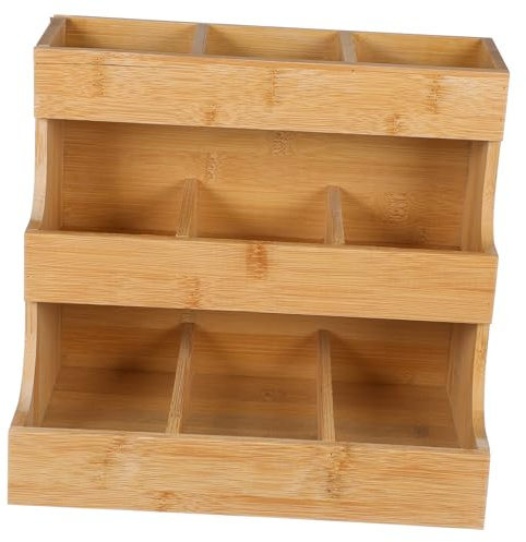 FIXOSHEE Organizador de Bolsitas de Té de Madera Pulida Soporte Resistente para Sobres de Café y Azúcar Estante Práctico para Guardar Infusiones Oficina y Hogar