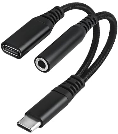 DewGulf Adaptateur USB C Jack 3.5mm avec Charge Rapide PD 60W, Double Port Universel pour Téléphones Android, Tablettes, Écouteurs