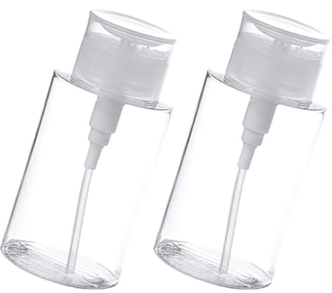 Garneck 2 Stück Kosmetikflaschen mit Druckknopf 200 ml Kunststoff Spender für Nagellackentferner und Hautpflege Auslaufsicher ohne Rückfluss für Reisen und Make Up