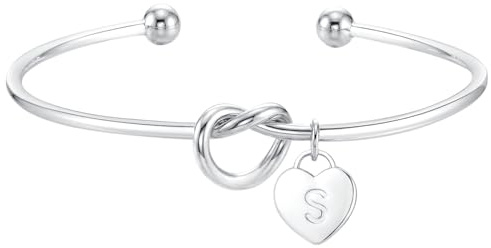 ZOERAY Knoten Armband Damen Gold Silber 925 Armbänder mit Buchstaben Herz | 18K Vergoldete Armkette Silber,Personalisierte Herz Anhänger Armbänder Liebesknoten,Schmuck Weihnachtsgeschenke Frau Mädchen