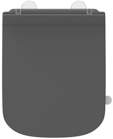 SREWOHS PRO Toilettensitz mit Absenkautomatik, Q Form, Duroplast, Grau | Schnellverschluss-Toilettensitz mit Griff, einfache Montage, Maße 430×345 mm, passend für quadratische Toiletten