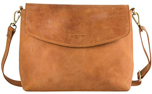 HOLZRICHTER Berlin Umhängetasche No 1-3 (L) camel-braun - Elegante Handtasche & Schultertasche handgefertigt aus Premium-Leder…