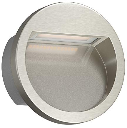 ledscom.de LED Wandeinbauleuchte NOLA, Downlight für außen, IP54, aluminium glänzend, 105mm Ø, warmweiß