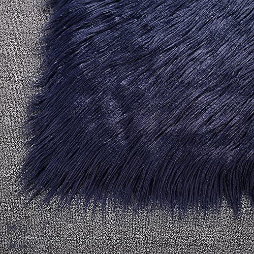 Yimihua Kunstpelzstoff Langhaarplüsch Plüschstoff 170 * 50cm Haarlänge 7-10cm Flauschiger Stoff Windschutz Fell Stoffe Für Kleidungsdekoration, Nähhandwerk (Color:Marine)