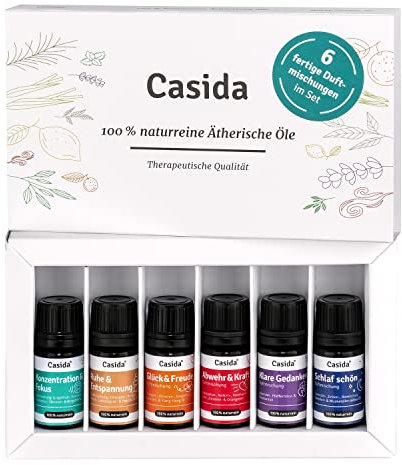 Casida® Duftmischungen TOP 6 Set - Naturreine, ätherische Öle – Die beliebtesten Duftmischungen als Set - 100% Naturreine Duftöle - für Aromatherapie und Aromadiffuser - 6x 5 ml