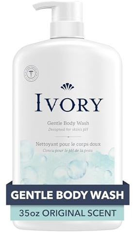 Ivory Body Wash, Designed for the Whole Family, Gentle Formula, Free of Dyes Heavy Perfumes Parabens Phthalates & Silicones, for Sensitive Skin, Designed for Skin's pH, Original Scent, 35 oz
