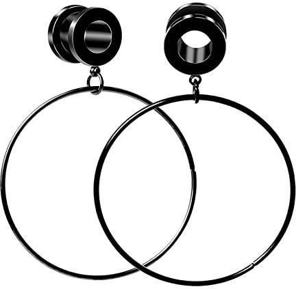 Lieson Ear Tunnel Flesh, 2 Stück Flesh Tunnel Edelstahl Set Großen Creolen Mit Anhänger Ohr Plug Piercing Schmuck