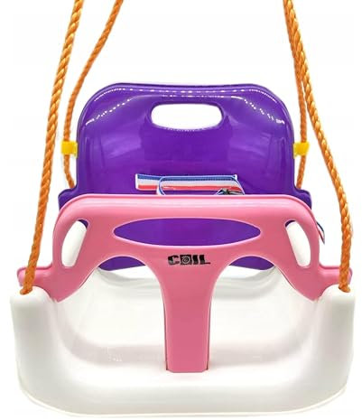 COIL Columpio infantil para exteriores, 3 en 1, columpio ajustable para niños, para interior con respaldo, columpio para interiores y niños (C0348-rosa)