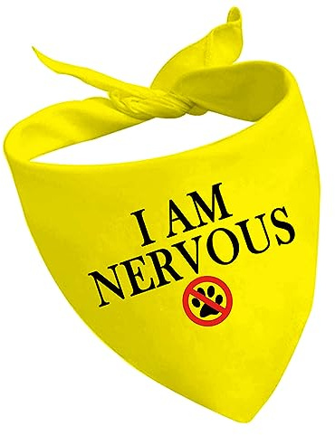 CENWA 1 x Hundehalstuch, Gelb (I Am Nervous D EU2), 70 cm x 34 cm, Polyester, Kordelzugverschluss