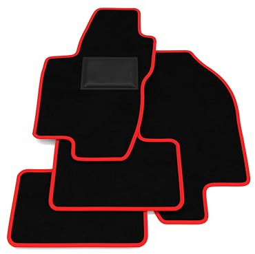Tappetini compatibili con Alfa Romeo 156 Berlina 1997-2005, bordo rosso, kit tappetini auto personalizzati, set tappeti in velluto, tappeto auto