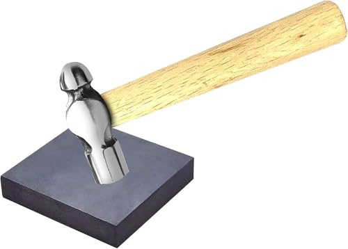 KHIRY Mini Martillo de Joya DIY con Bloque de Goma Negra para Manualidad de Joyería y Golpes de Metal