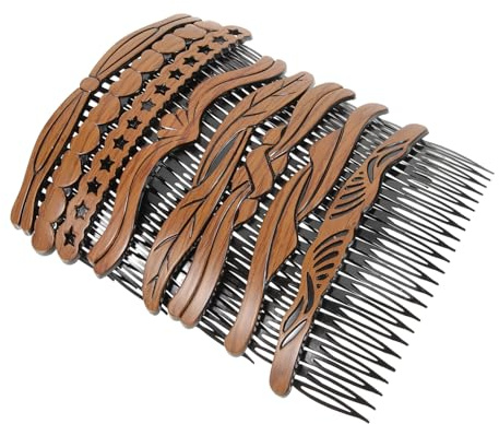 MAGICLULU Haargabel Kamm Haarschmuck Einsteckkamm Holzmaserung 8 Stück 13.50 X 4.80 X 0.30 Cm Für Langes Dickes Verfilztes Haar Glatte Zähne Für Styling Damen Und Mädchen